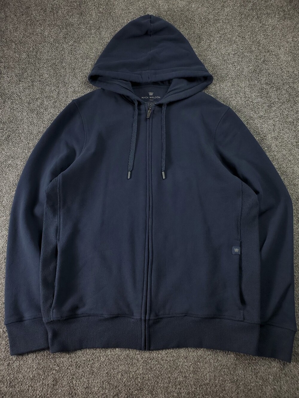 Mack Weldon Ace Full Zip Hoodie French Terry Mens Large Navy Blue Sweatshirt